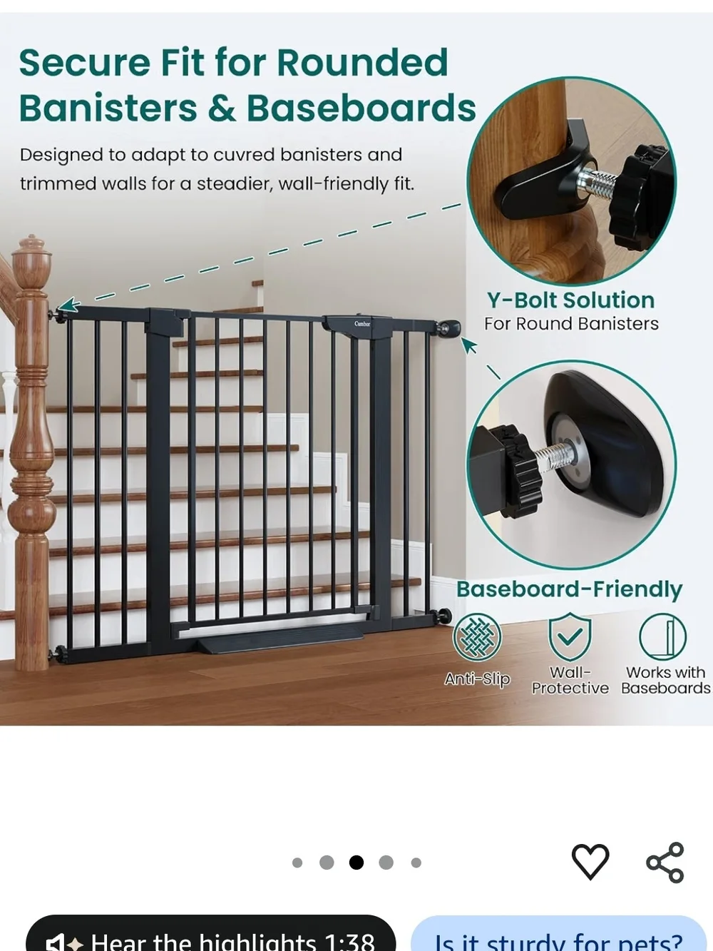 Lock Black Pet Safety Gate for Dogs